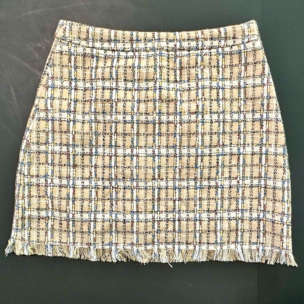 Luminary Soft Plaid Tweed Mini Skirt M